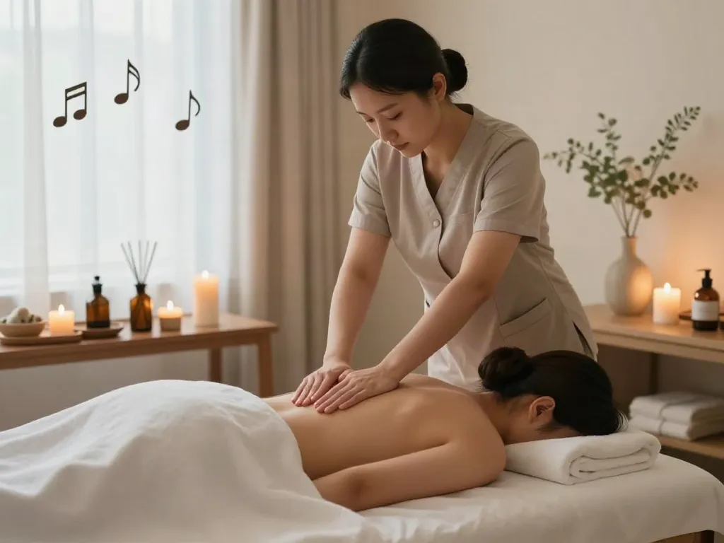 계양구출장마사지 in a tranquil spa setting with a therapist and client.